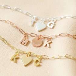 Personalised Initial Charm Rectangle Chain Bracelet