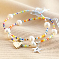 Personalised Initial Miyuki Seed Bead and Freshwater Pearl Bracelet