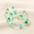 Ladies' Dried Flower Resin Hoop Earrings in Green
