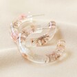 Thick Dried Flower Resin Hoop Earrings in Pink