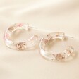 Real Dried Flower Resin Hoop Earrings in Pink