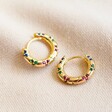 Ladies' Thick Rainbow Crystal Huggie Hoop Earrings in Gold