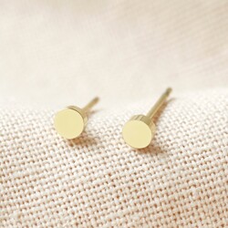 Tiny Stainless Steel Disc Stud Earrings in Gold