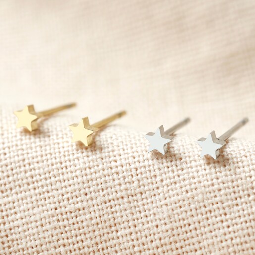 Ladies' Tiny Stainless Steel Star Stud Earrings