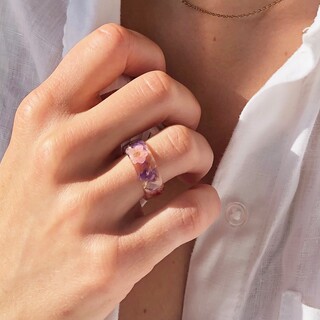 Bright Dried Flower Resin Ring