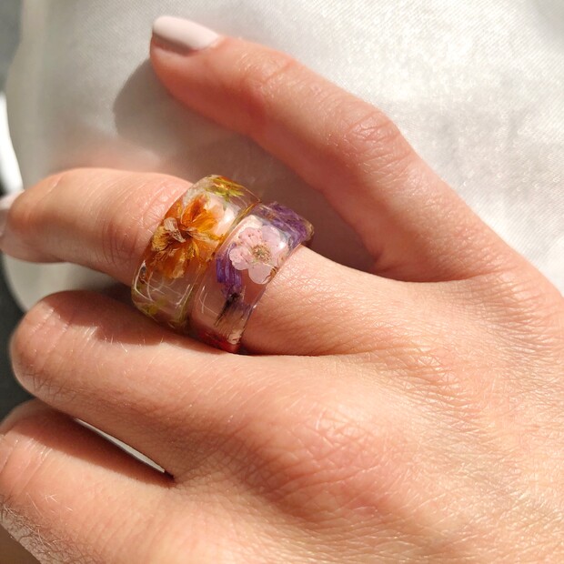 Natural Dried Flower Resin Ring Lisa Angel