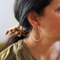 Large Thin Heart Hoop Earrings in Rose Gold Sterling Silver