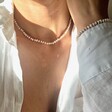 Model Wearing Miyuki Seed Bead and Freshwater Seed Pearl Necklace with Matching Bracelet