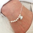 Lisa Angel Personalised Freshwater Pearl Silver Chain Bracelet on Model
