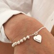 Lisa Angel Ladies' Personalised Freshwater Pearl Silver Chain Bracelet on Model