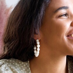 Statement Ivory Freshwater Pearl Hoop Earrings