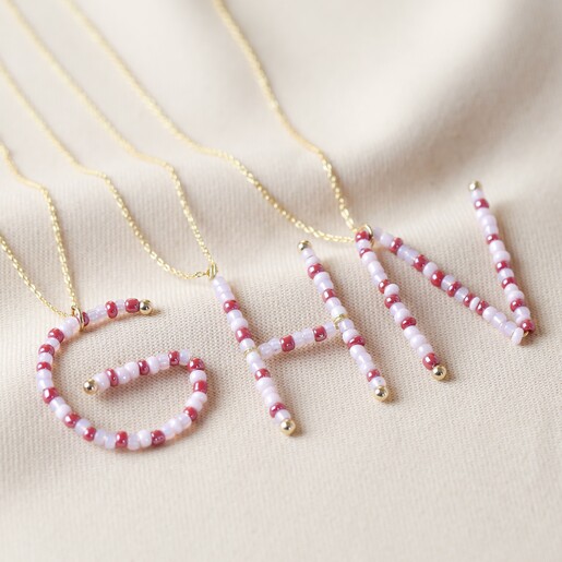 Lisa Angel G H N Large Beaded Initial Pendant Necklace in Gold