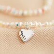 Personalised Small Heart Miyuki Bead and Freshwater Seed Pearl Necklace on Fabric