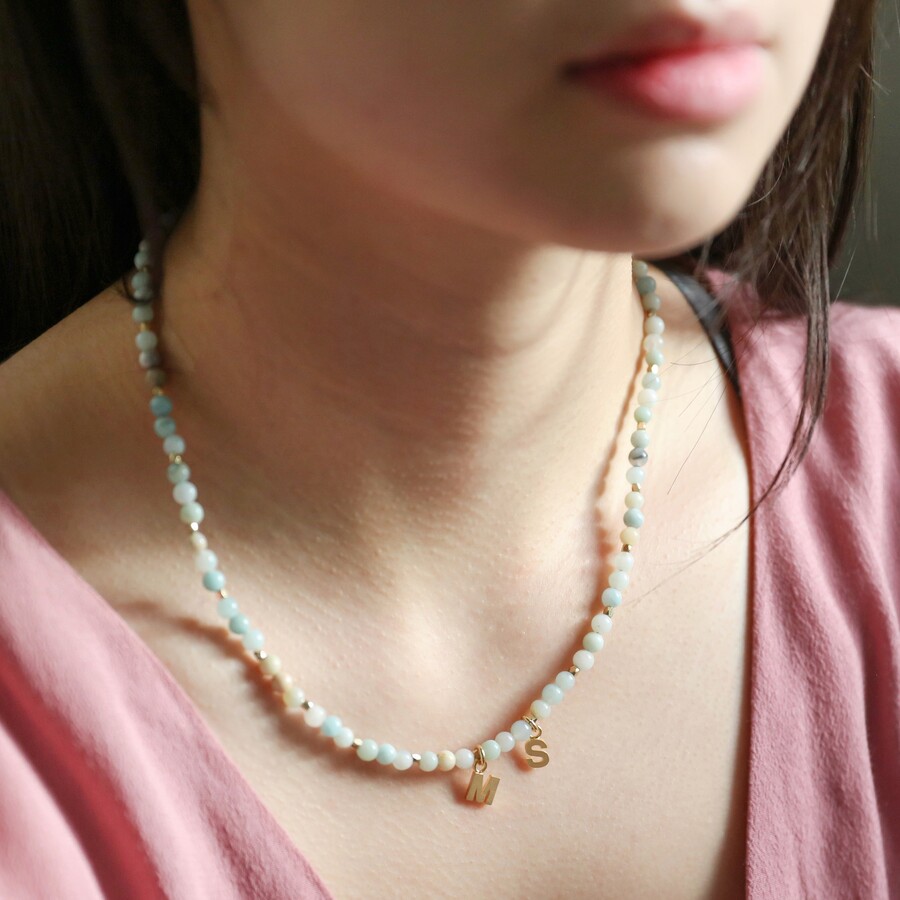 JNF Long Natural Stone Beaded Necklace - 60" Handmade Wrap Necklace For Women & Men, 8mm Round Beads