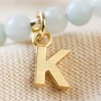 Close up of Personalised Initial Charm Semi-Precious Stone Beaded Necklace in Pastel Green