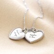 Silver Personalised Stainless Steel Double Dotted Heart Necklace