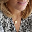 Model Wearing Gold Personalised Sterling Silver Notebook Pendant Necklace