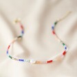 Colourful Rainbow Beads and Freshwater Pearl Necklace
