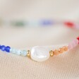 Close Up of Rainbow Beads and Freshwater Pearl Necklace