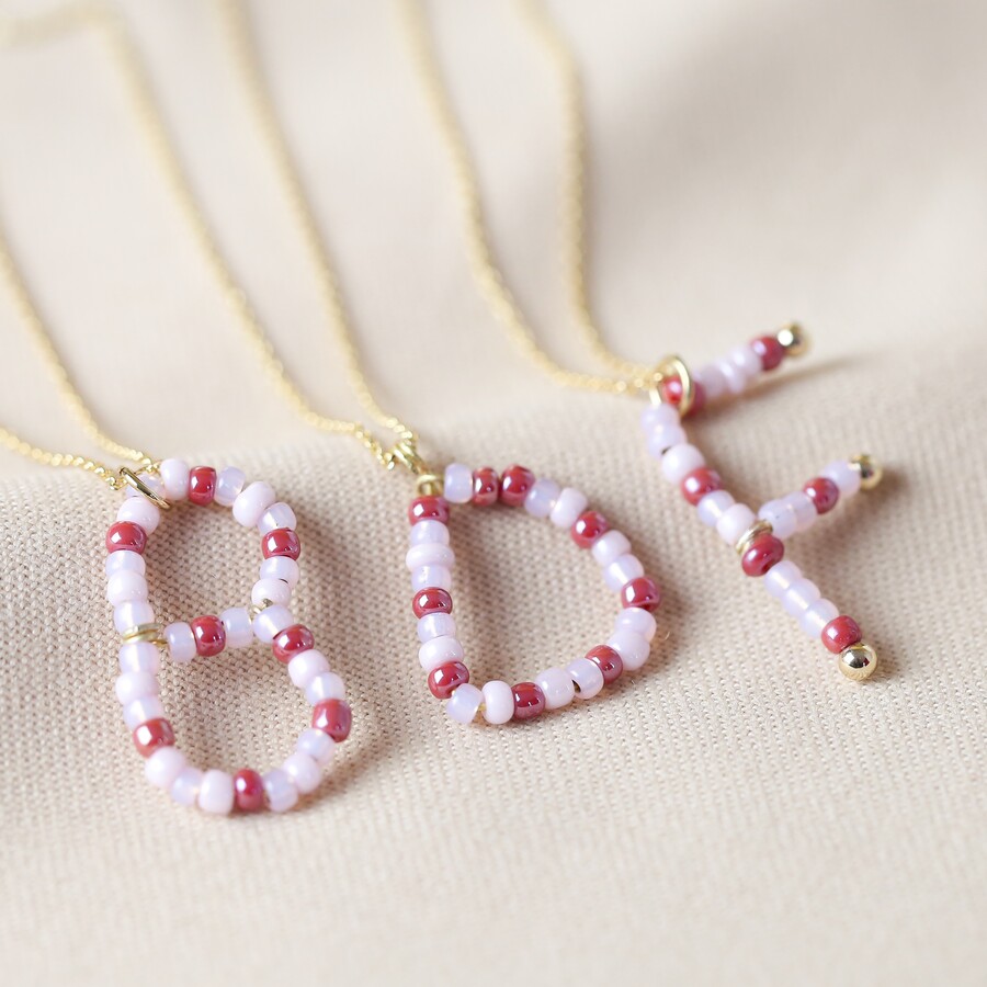 Small Beaded Initial Pendant Necklace in Gold | Lisa Angel