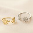 Adjustable Stainless Steel Fern Leaf Ring Available in Gold or Silver