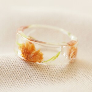 Natural Dried Flower Resin Ring - S/M