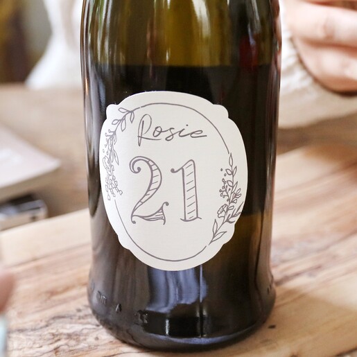 Close Up of Personalised 21st Birthday Prosecco