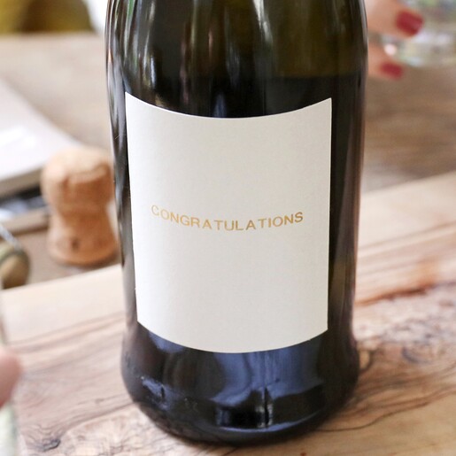 Close Up of Personalised Gold Label Prosecco