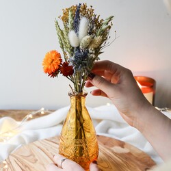 Autumnal Dried Flower Posy With Vase