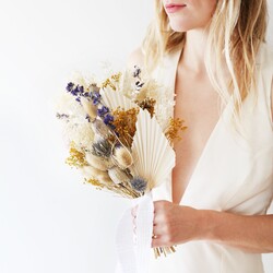 Blue and Gold Dried Flower Wedding Bouquet