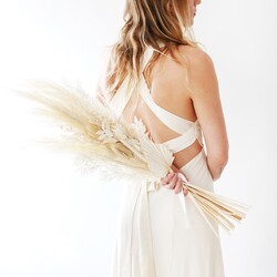 Large Pampas and White Dried Flowers Wedding Bouquet