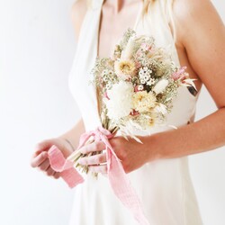 Vintage Pink Dried Flower Wedding Bouquet