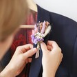 UK Made Pastel Dried Flower Buttonhole on Navy Suit