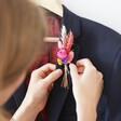 UK Made Rainbow Brights Dried Flower Buttonhole on Navy Suit
