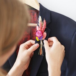 Rainbow Brights Dried Flower Buttonhole