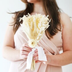 White Dried Flower Wedding Posy