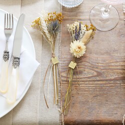 Personalised Set of Blue and Gold Dried Flower Place Settings