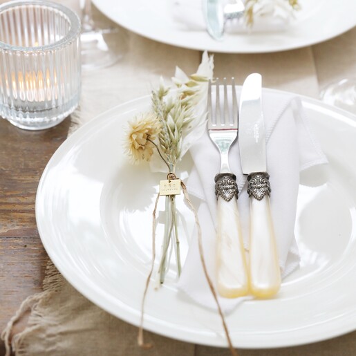 Personalised Set of White and Natural Dried Flower Place Settings From Lisa Angel
