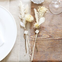 Personalised Set of White Dried Flower Place Settings