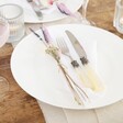 Set of Pastel Dried Flower Place Settings on Table
