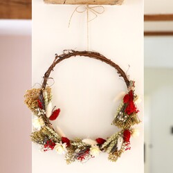 Red and Green Christmas Half Wreath