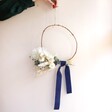 Lisa Angel Slim White & Blue Dried Flower Posy Hoop