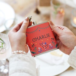 Personalised Floral Folklore Hip Flask