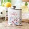 Personalised With Name Flower Hip Flask