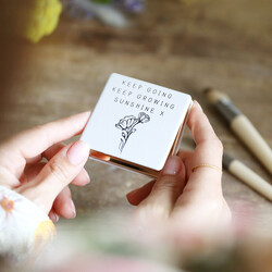 'Keep Going, Keep Growing' Grey Square Compact Mirror