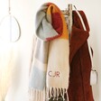 Embroidered Personalised Burgundy and Grey Colour Block Winter Scarf