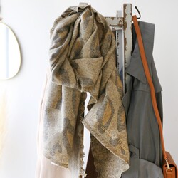 Personalised Lightweight Beige Leopard Print Asymmetrical Scarf