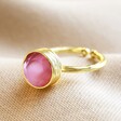 Statement Adjustable Rose Chalcedony Stone Ring in Gold