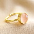 Statement Adjustable Rose Quartz Stone Ring in Gold