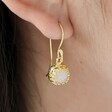 Moonstone Drop Earrings in Gold on Model